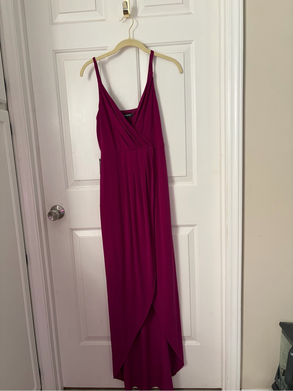Express Magenta Faux-Wrap Maxi Dress